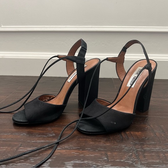 Steve Madden Serrina Black Leather Lace-Up Heels size 5.5 - Picture 5 of 13